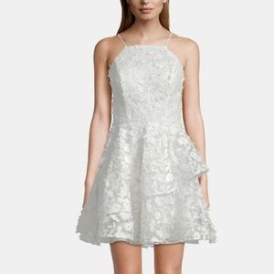 Betsy & Adam Fit and Flare Cocktail Dress Sz 6 lace ruffle